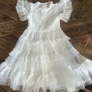 Ivy City Co White Ruffled Tulle Dress